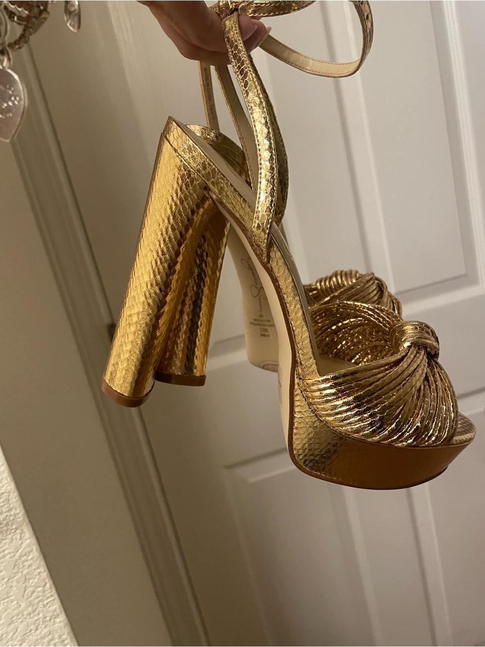 Jessica Simpson's Immie platform sandals heels gold new shoes - Picture 6 of 8